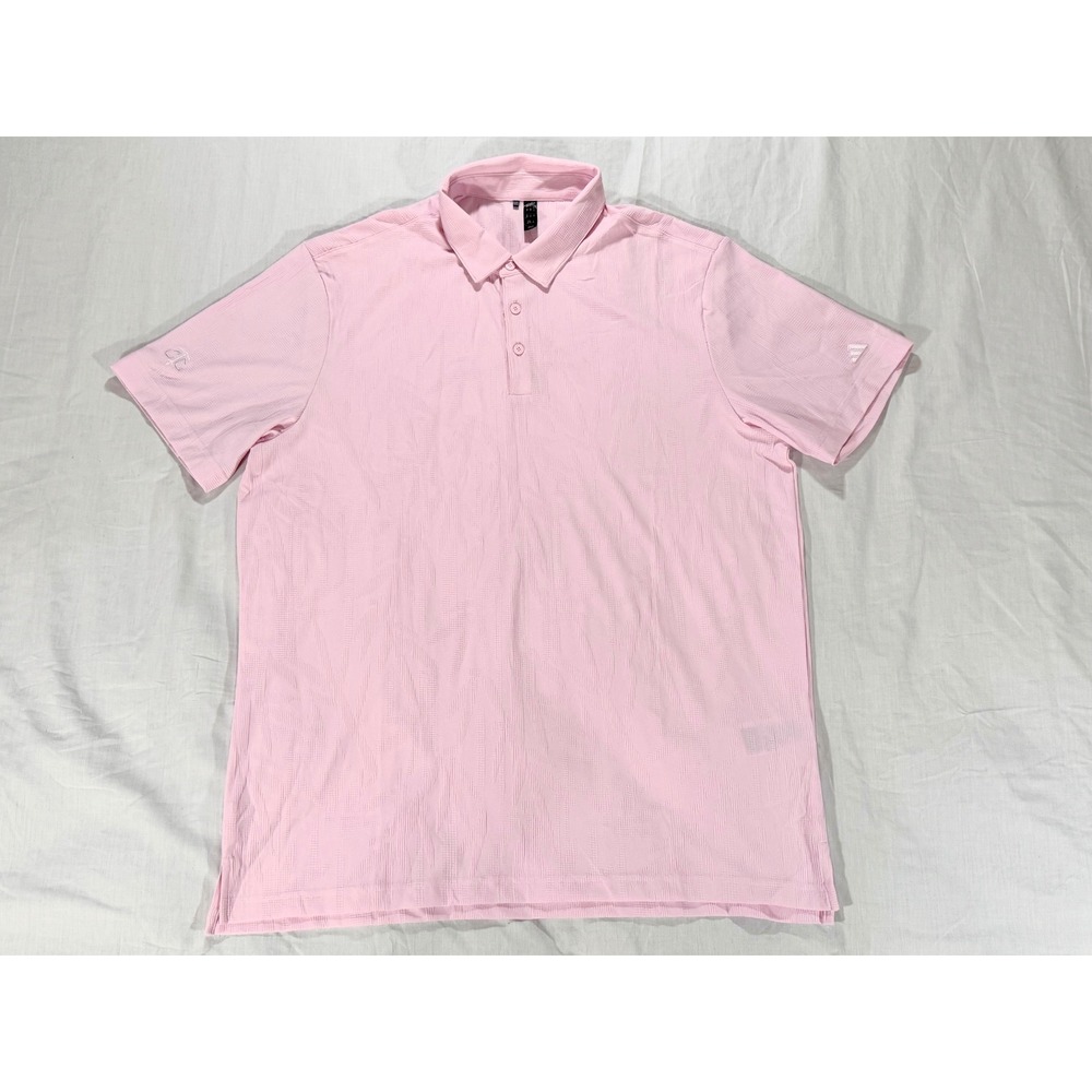 Adidas Golf Mens Pink Jacquard Texture Short Sleeve Polo Shirt XL